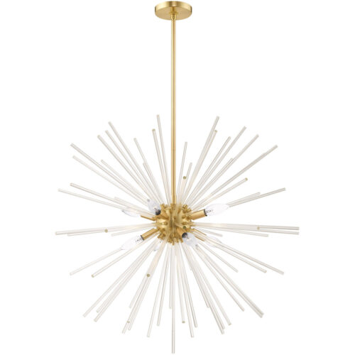 8 Light Satin Brass Pendant Chandelier with Clear Crystal Rods Shade-Lighting LumensChandeliers