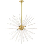 8 Light Satin Brass Pendant Chandelier with Clear Crystal Rods Shade-Lighting LumensChandeliers