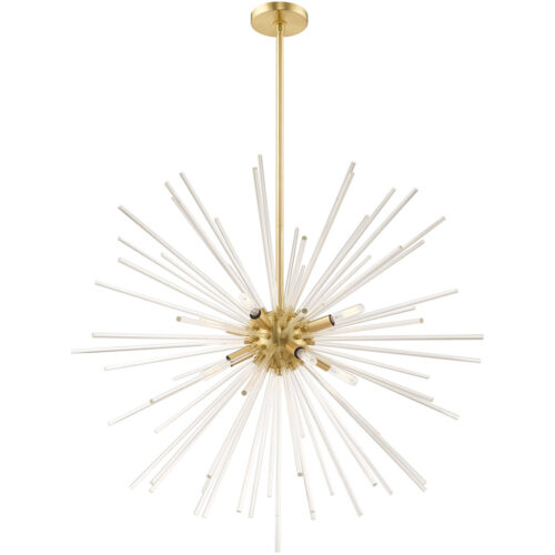 8 Light Satin Brass Pendant Chandelier with Clear Crystal Rods Shade-Lighting LumensChandeliers