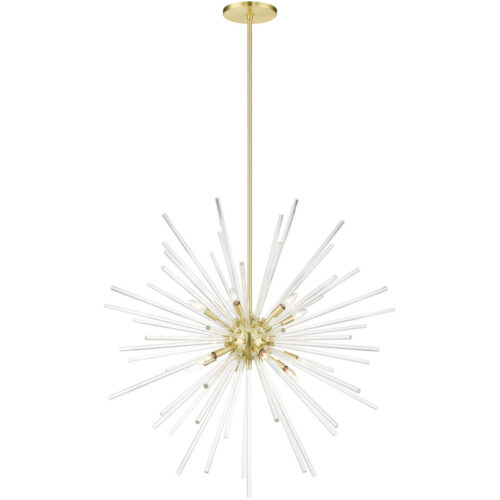 41259-12 12 Light Satin Brass  Foyer Pendant Chandelier-Lighting LumensChandeliers