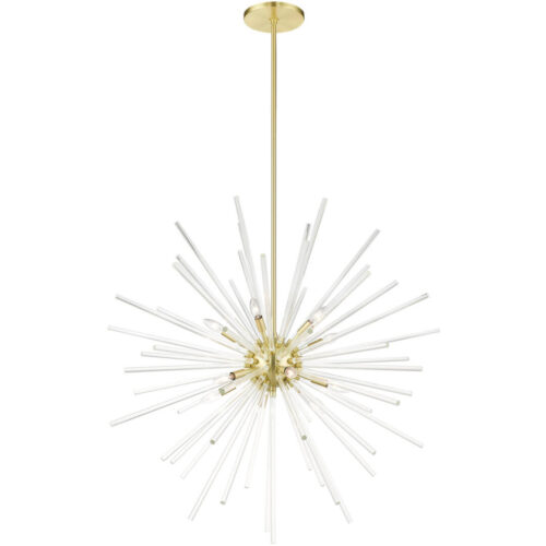 41259-12 12 Light Satin Brass  Foyer Pendant Chandelier-Lighting LumensChandeliers