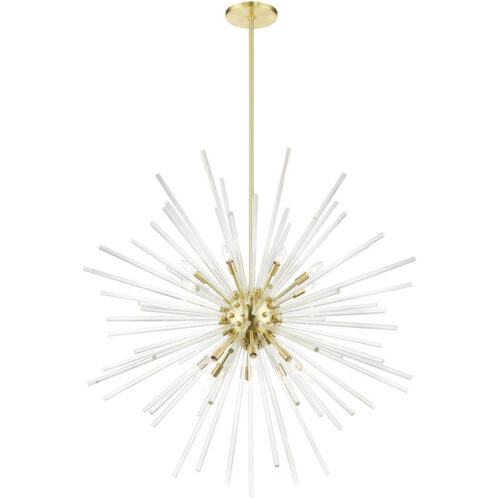 41260-12 16 Light Satin Brass  Foyer Pendant Chandelier-Lighting LumensChandeliers