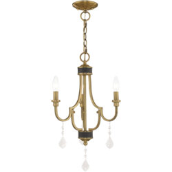 3 Light Antique Brass Mini Chandelier with Steel base material-Lighting LumensChandeliers