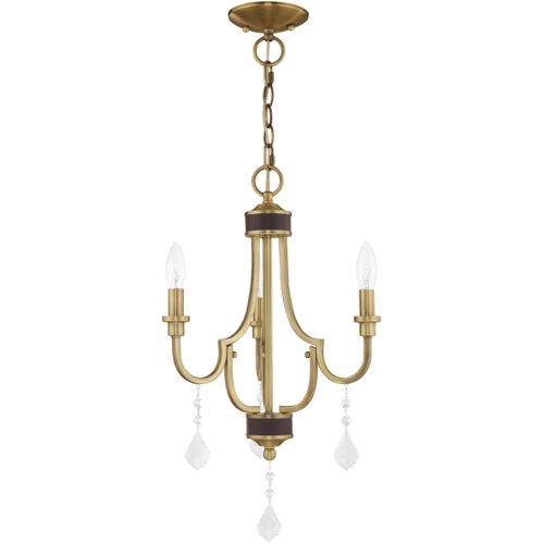 3 Light Antique Brass Mini Chandelier with Steel base material-Lighting LumensChandeliers