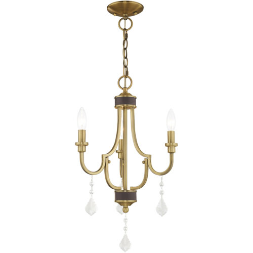 3 Light Antique Brass Mini Chandelier with Steel base material-Lighting LumensChandeliers