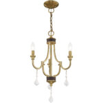 3 Light Antique Brass Mini Chandelier with Steel base material-Lighting LumensChandeliers