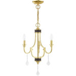 3 Light Polished Brass Mini Chandelier with Steel base material-Lighting LumensChandeliers