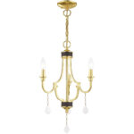 3 Light Polished Brass Mini Chandelier with Steel base material-Lighting LumensChandeliers