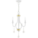 3 Light White Mini Chandelier with Steel base material-Lighting LumensChandeliers