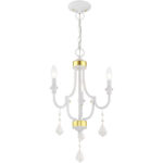 3 Light White Mini Chandelier with Steel base material-Lighting LumensChandeliers