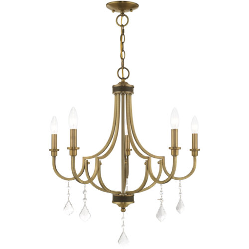 5 Light Antique Brass Chandelier with Steel base material-Lighting LumensChandeliers