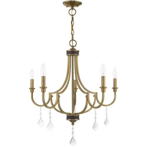 5 Light Antique Brass Chandelier with Steel base material-Lighting LumensChandeliers