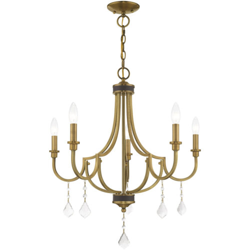 5 Light Antique Brass Chandelier with Steel base material-Lighting LumensChandeliers