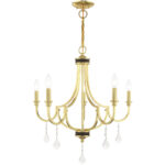 5 Light Polished Brass Chandelier with Steel base material-Lighting LumensChandeliers