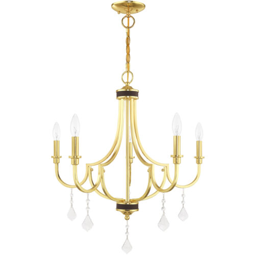 5 Light Polished Brass Chandelier with Steel base material-Lighting LumensChandeliers