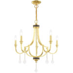 5 Light Polished Brass Chandelier with Steel base material-Lighting LumensChandeliers