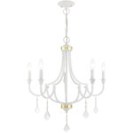 5 Light White Chandelier with Steel base material-Lighting LumensChandeliers