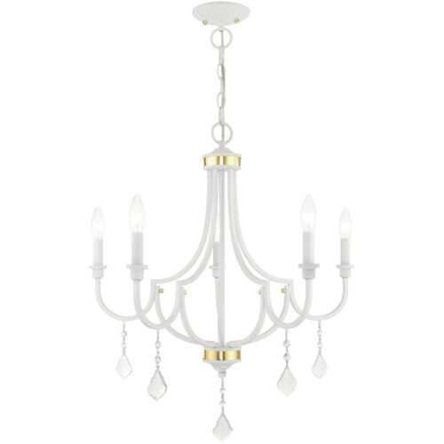 5 Light White Chandelier with Steel base material-Lighting LumensChandeliers