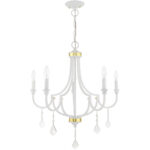 5 Light White Chandelier with Steel base material-Lighting LumensChandeliers