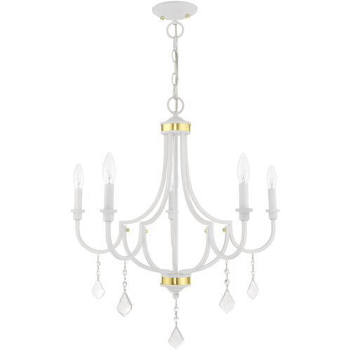 5 Light White Chandelier with Steel base material-Lighting LumensChandeliers