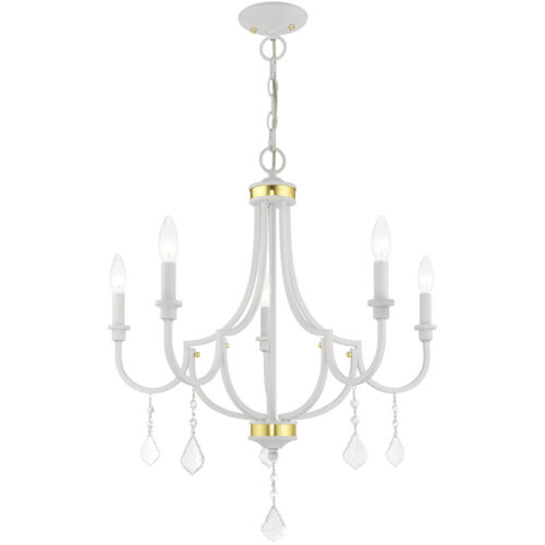 5 Light White Chandelier with Steel base material-Lighting LumensChandeliers