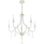 5 Light White Chandelier with Steel base material-Lighting LumensChandeliers