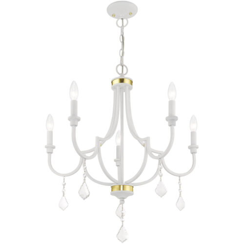 5 Light White Chandelier with Steel base material-Lighting LumensChandeliers