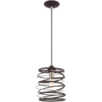 1 Light Bronze Mini Pendant with Bronze Geometric Metal Shade Shade-Lighting LumensPendant Lights