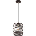 1 Light Bronze Mini Pendant with Bronze Geometric Metal Shade Shade-Lighting LumensPendant Lights