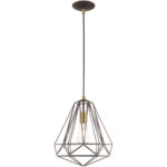 1 Light Bronze Mini Pendant with Bronze Geometric Metal Shade Shade-Lighting LumensPendant Lights