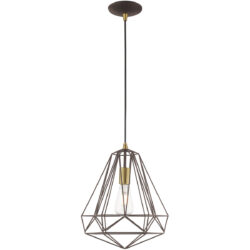 1 Light Bronze Mini Pendant with Bronze Geometric Metal Shade Shade-Lighting LumensPendant Lights