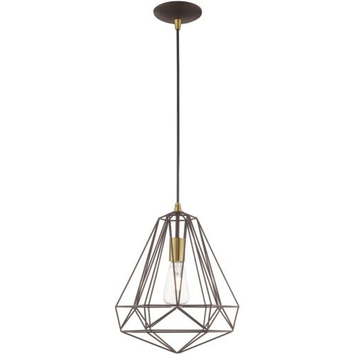 1 Light Bronze Mini Pendant with Bronze Geometric Metal Shade Shade-Lighting LumensPendant Lights