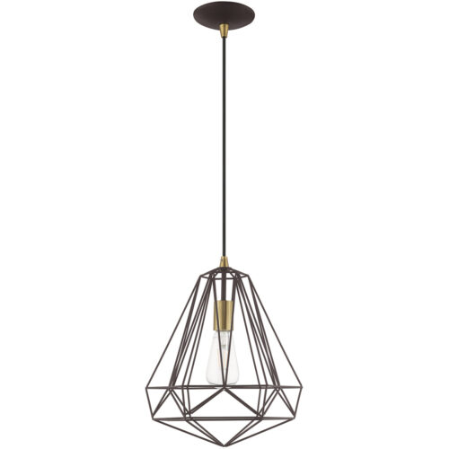 1 Light Bronze Mini Pendant with Bronze Geometric Metal Shade Shade-Lighting LumensPendant Lights