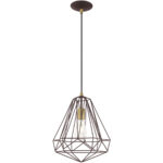 1 Light Bronze Mini Pendant with Bronze Geometric Metal Shade Shade-Lighting LumensPendant Lights