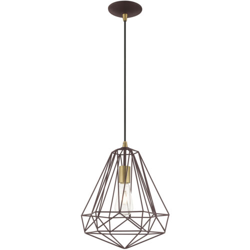 1 Light Bronze Mini Pendant with Bronze Geometric Metal Shade Shade-Lighting LumensPendant Lights