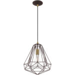 1 Light Bronze Mini Pendant with Bronze Geometric Metal Shade Shade-Lighting LumensPendant Lights