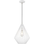 1 Light White Mini Pendant with White Geometric Metal Shade Shade-Lighting LumensPendant Lights