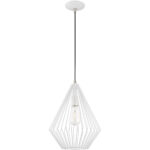 1 Light White Mini Pendant with White Geometric Metal Shade Shade-Lighting LumensPendant Lights