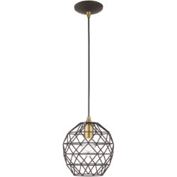 1 Light Bronze Mini Pendant with Bronze Geometric Metal Shade Shade-Lighting LumensPendant Lights