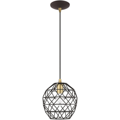 1 Light Bronze Mini Pendant with Bronze Geometric Metal Shade Shade-Lighting LumensPendant Lights