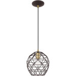 1 Light Bronze Mini Pendant with Bronze Geometric Metal Shade Shade-Lighting LumensPendant Lights