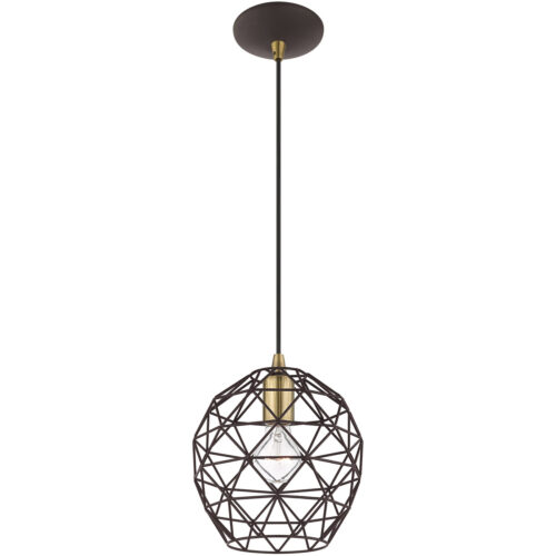 1 Light Bronze Mini Pendant with Bronze Geometric Metal Shade Shade-Lighting LumensPendant Lights