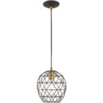 1 Light Bronze Mini Pendant with Bronze Geometric Metal Shade Shade-Lighting LumensPendant Lights