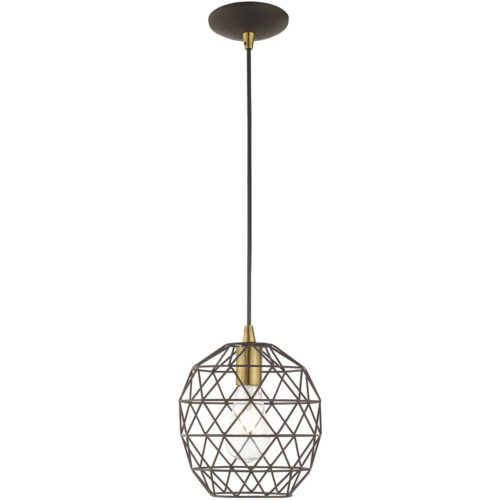 1 Light Bronze Mini Pendant with Bronze Geometric Metal Shade Shade-Lighting LumensPendant Lights