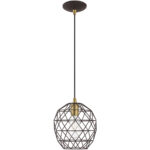 1 Light Bronze Mini Pendant with Bronze Geometric Metal Shade Shade-Lighting LumensPendant Lights