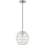 1 Light Brushed Nickel Mini Pendant with Brushed Nickel Geometric Metal Shade Shade-Lighting LumensPendant Lights