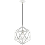 1 Light White Mini Pendant with White Geometric Metal Shade Shade-Lighting LumensPendant Lights