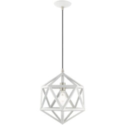 1 Light White Mini Pendant with White Geometric Metal Shade Shade-Lighting LumensPendant Lights