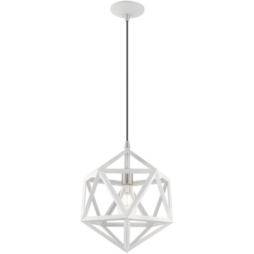 1 Light White Mini Pendant with White Geometric Metal Shade Shade-Lighting LumensPendant Lights