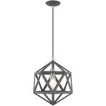 1 Light Scandinavian Gray Mini Pendant with Scandinavian Gray Geometric Metal Shade Shade-Lighting LumensPendant Lights